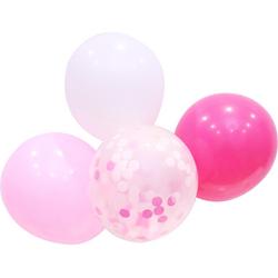 MagieQ Confetti Ballonnen 60 stuks (Roze Wit) Feest|Party|Kinderfeesje|Decoratie|versiering